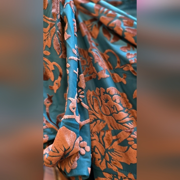 Emerald/rust Suede Detailed Dress Large - Picture 5 of 5